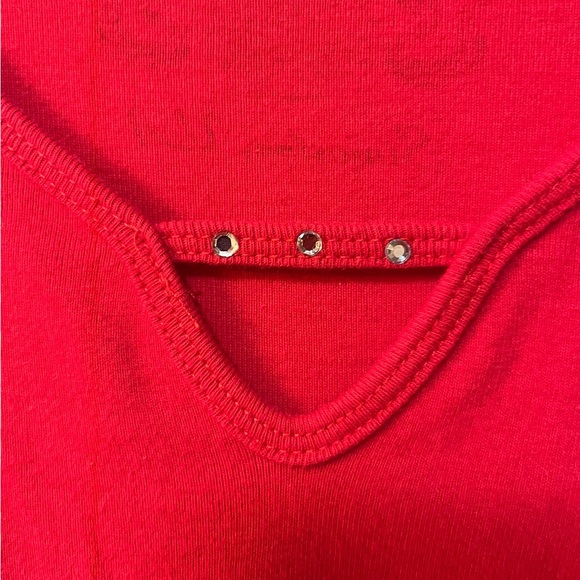 🔥🔥🔥Harley Davidson Red Deep Scoop Neck Long Sleeve Embellished Shirt - Picture 6 of 6